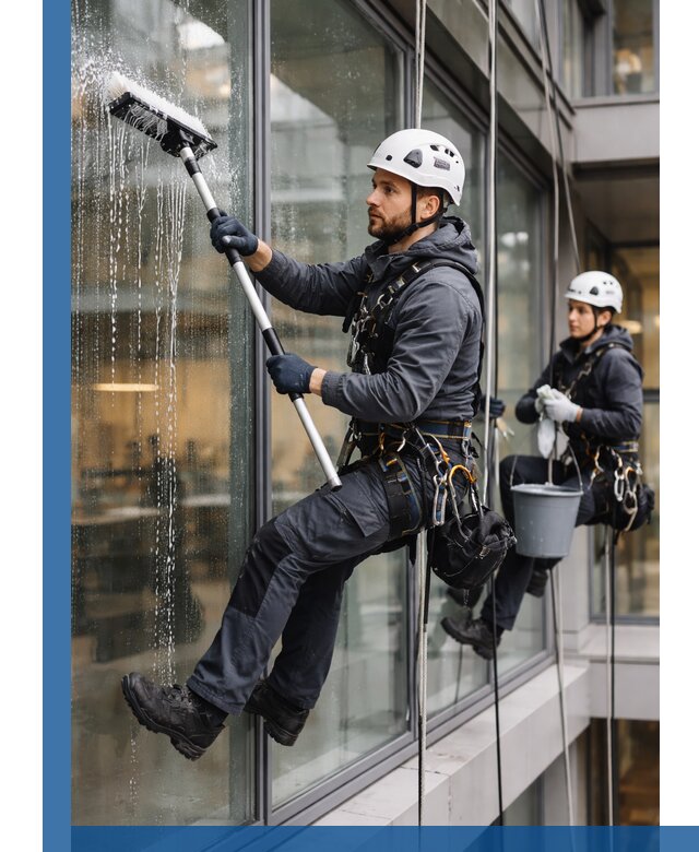 Профессиональная мойка витражей промышленными альпинистами в Энгельсе