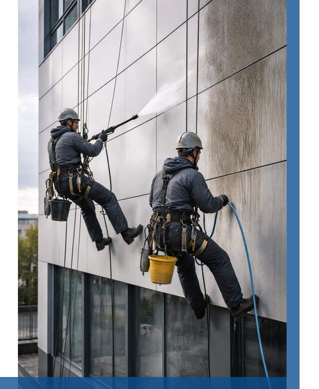 Мойка фасада из композита в Энгельсе по цене от 320 р. | ВЫСОТНИК-Энг