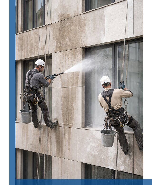 Послестроительная мойка фасада промышленным альпинизмом в Энгельсе