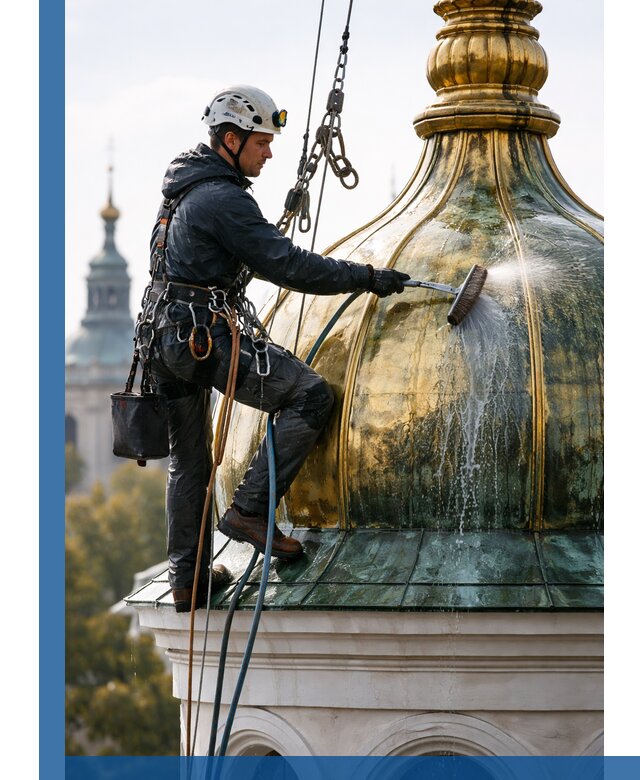 Профессиональная мойка куполов и шпилей высотными альпинистами в Энгельсе
