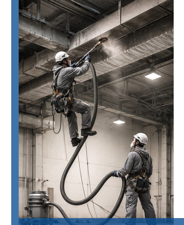 Обеспыливание потолочных конструкций в Энгельсе промышленным альпинизмом