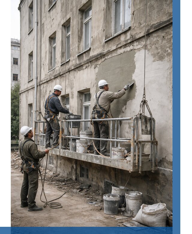 Капитальный ремонт фасада в Энгельсе от 4477 р. | ВЫСОТНИК-Энг