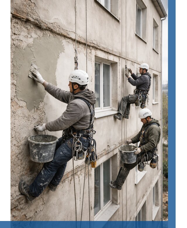 Ремонт штукатурного фасада в Энгельсе от 799 р. под ключ | ВЫСОТНИК-Энг