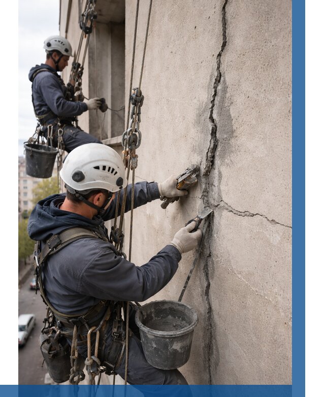 Заделка трещин на фасаде в Энгельсе от 959 р. | ВЫСОТНИК-Энг