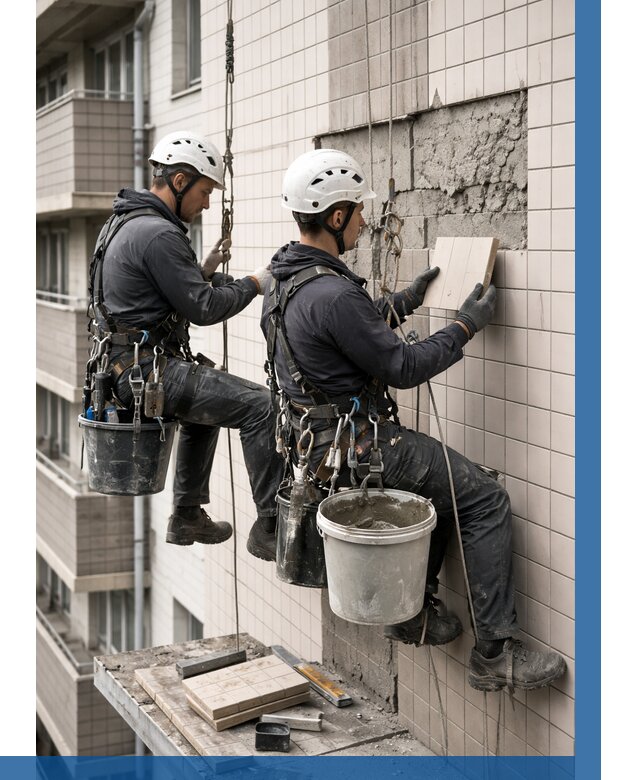 Ремонт облицовки фасада плиткой в Энгельсе от 1919 р. | ВЫСОТНИК-Энг