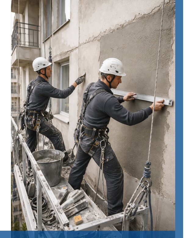 Штукатурка фасада на высоте в Энгельсе от 959 р. | ВЫСОТНИК-Энг