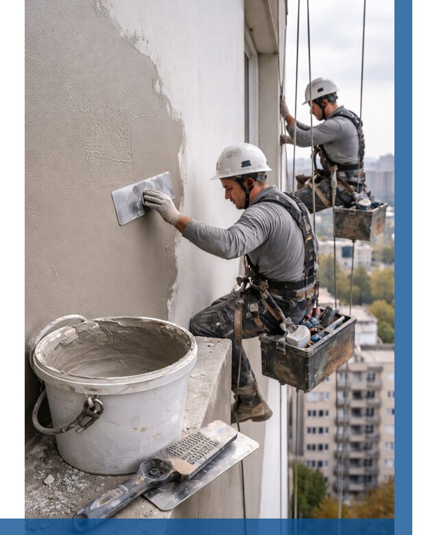 Шпаклевка фасада на высоте в Энгельсе от 746 р. | ВЫСОТНИК-Энг