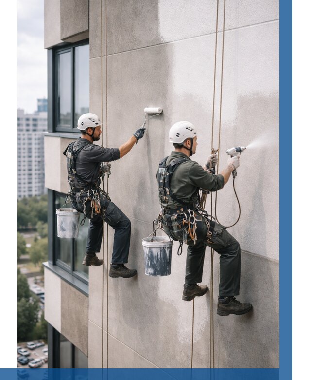 Покраска фасада альпинистами в Энгельсе от 320 р. | ВЫСОТНИК-Энг