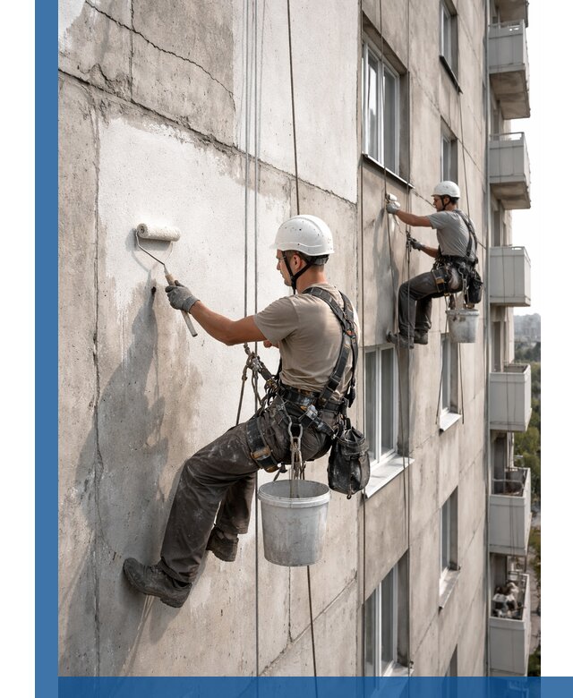 Покраска бетонного фасада в Энгельсе для жилых и промышленных объектов