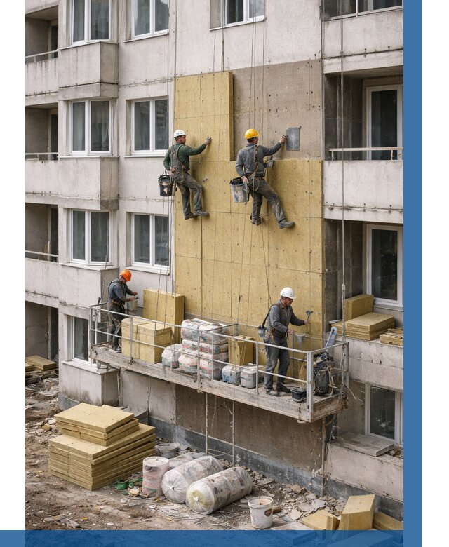 Утепление фасада минватой в Энгельсе от 1599 р. | ВЫСОТНИК-Энг