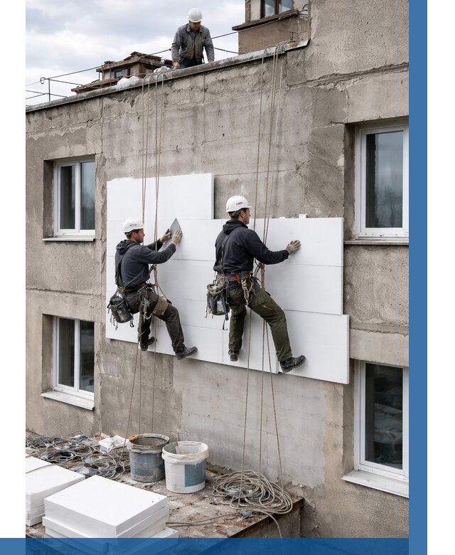 Утепление фасада пенополистиролом в Энгельсе от 1919 р. | ВЫСОТНИК-Энг