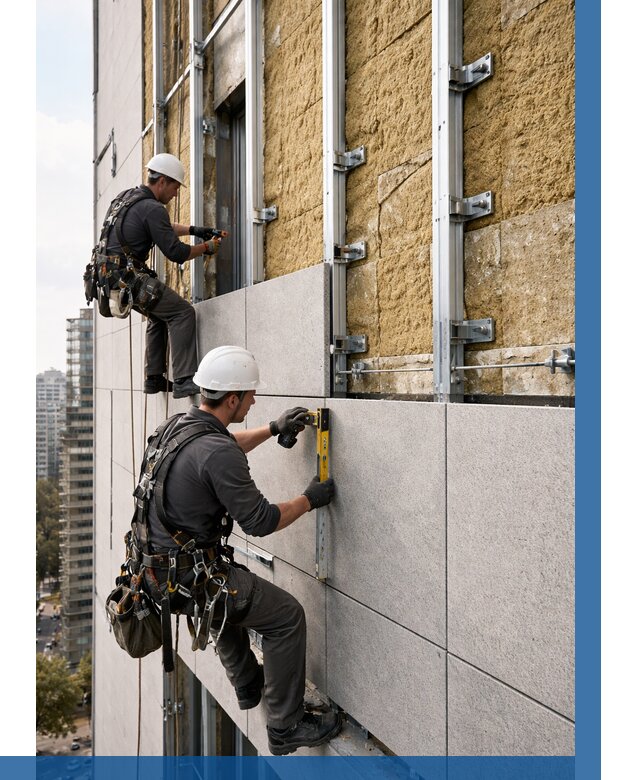 Монтаж вентилируемого фасада в Энгельсе от 3731 р. | ВЫСОТНИК-Энг