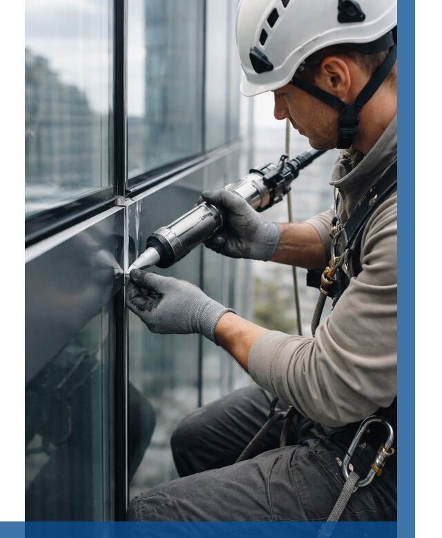 Герметизация стыков витража в Энгельсе от 1279 р. | ВЫСОТНИК-Энг