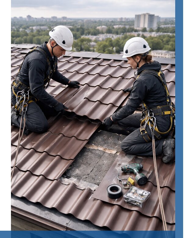 Ремонт металлочерепицы на крыше в Энгельсе от 959 р. | ВЫСОТНИК-Энг