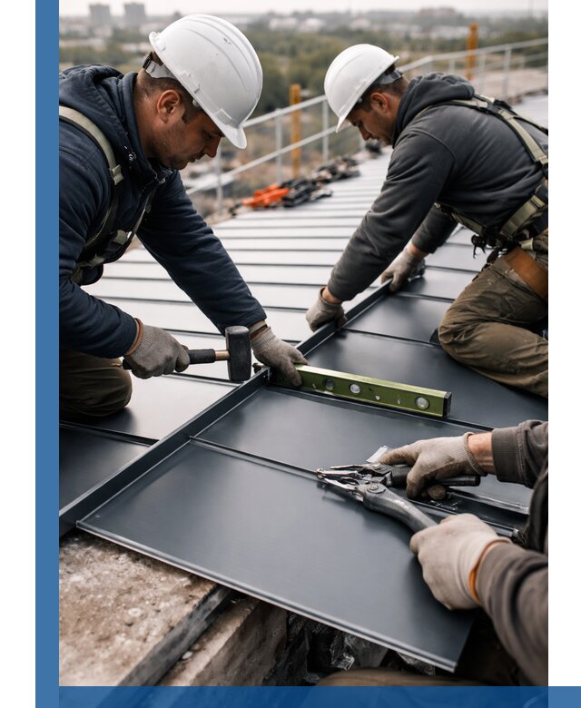 Монтаж фальцевой кровли в Энгельсе для промышленных зданий