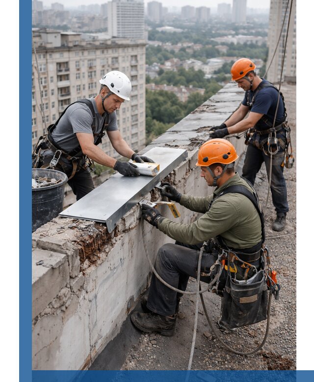 Ремонт парапета на кровле в Энгельсе, высотные работы с гарантией