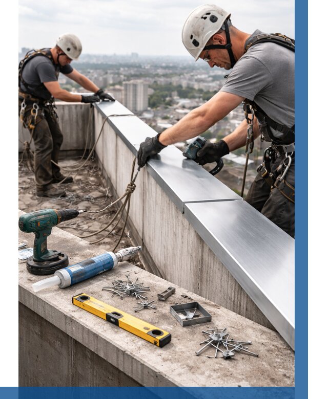 Монтаж парапетных крышек в Энгельсе от 853 р. | ВЫСОТНИК-Энг