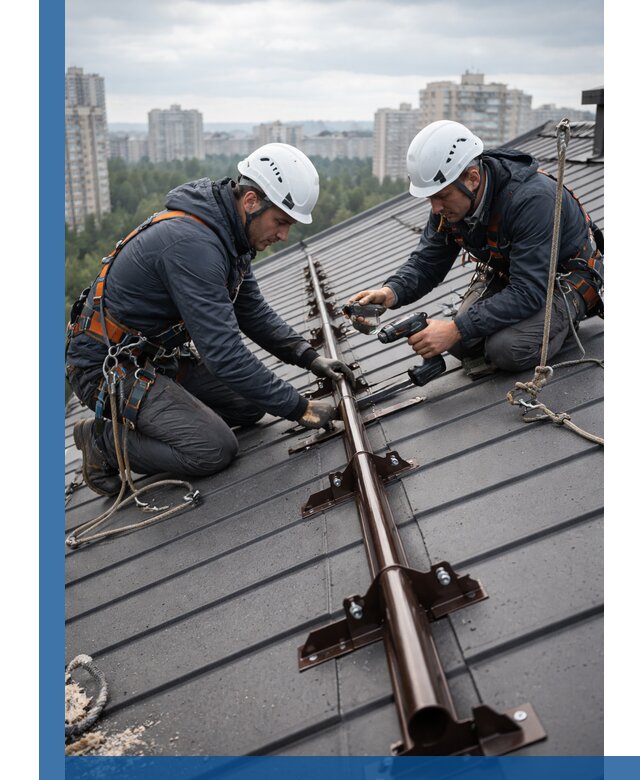 Монтаж снегозадержателей на кровле зданий в Энгельсе под ключ