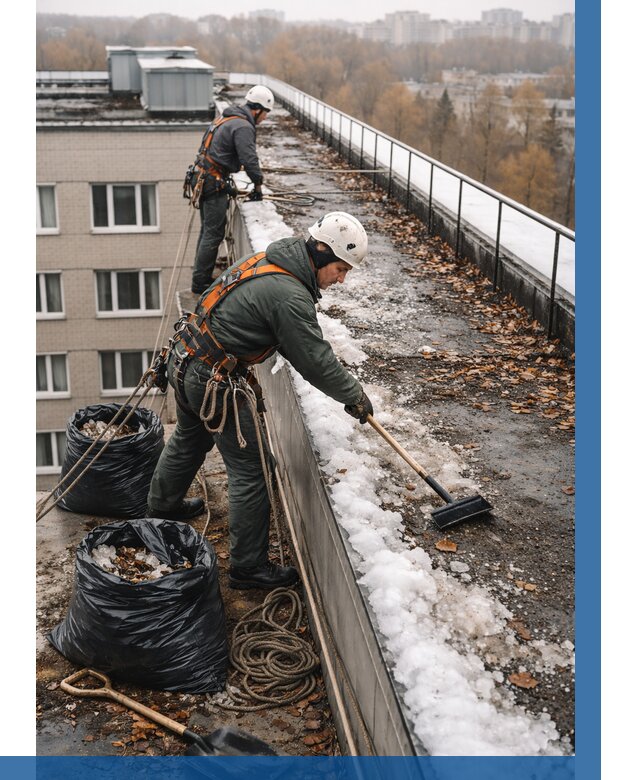 Очистка кровли по периметру в Энгельсе от 586 р. | ВЫСОТНИК-Энг