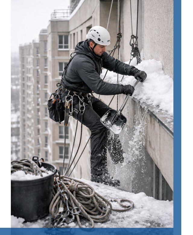 Очистка карнизов от снега в Энгельсе от 320 р. | ВЫСОТНИК-Энг