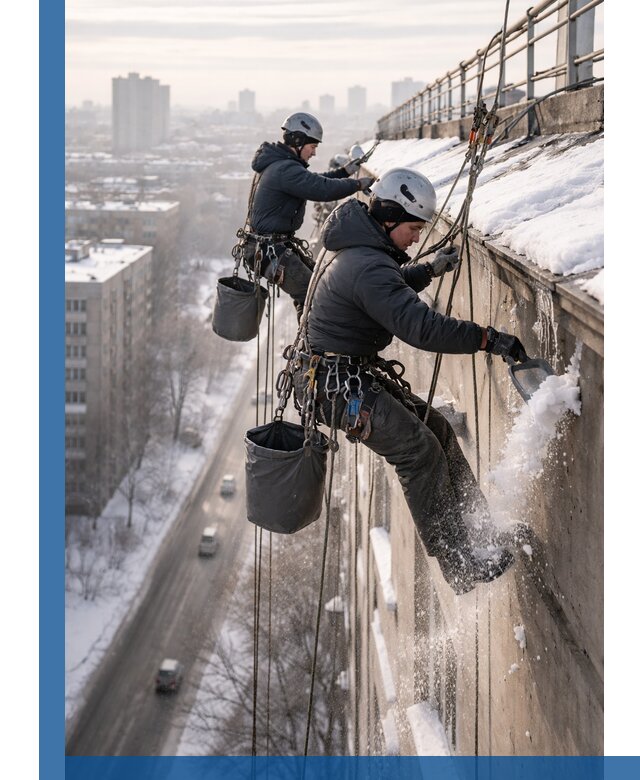 Очистка карнизов от снега в Энгельсе профессионально и безопасно