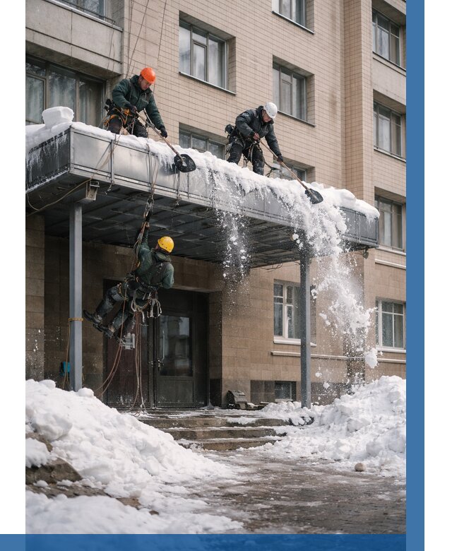 Очистка козырьков от снега в Энгельсе от 3731 р. | ВЫСОТНИК-Энг