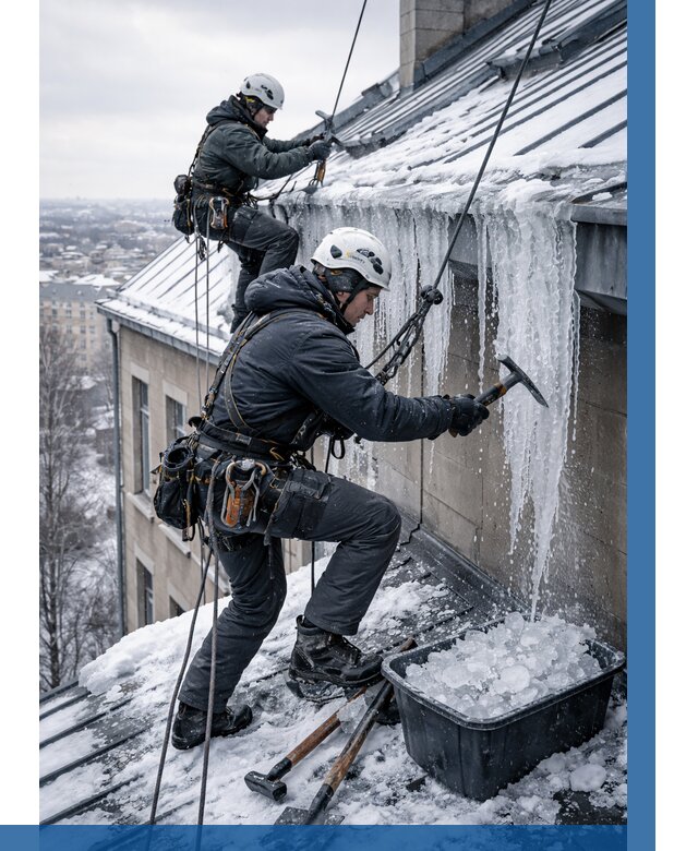 Удаление наледи с кровли в Энгельсе от 5862 р. | ВЫСОТНИК-Энг