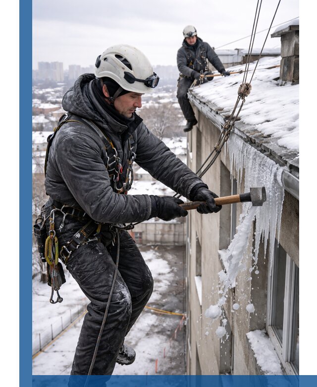 Сбивание и удаление сосулек с крыши в Энгельсе безопасно