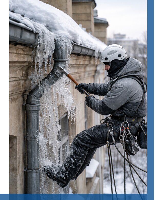 Очистка водостоков от льда в Энгельсе от 3731 р. | ВЫСОТНИК-Энг