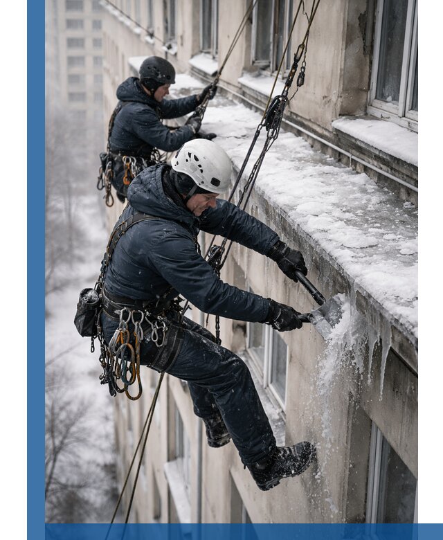 Удаление наледи и сосулек с карнизов в Энгельсе профессионально
