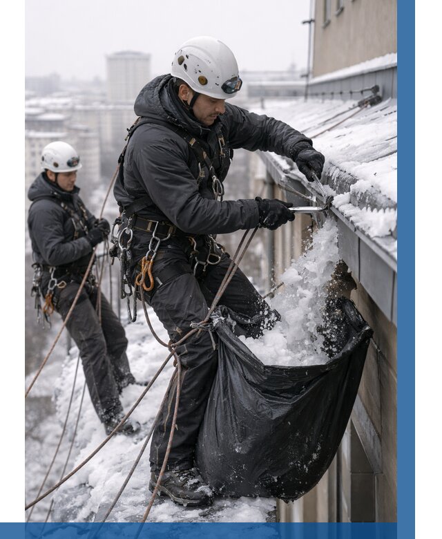 Аварийная очистка крыши в Энгельсе под ключ от 320 р. | ВЫСОТНИК-Энг