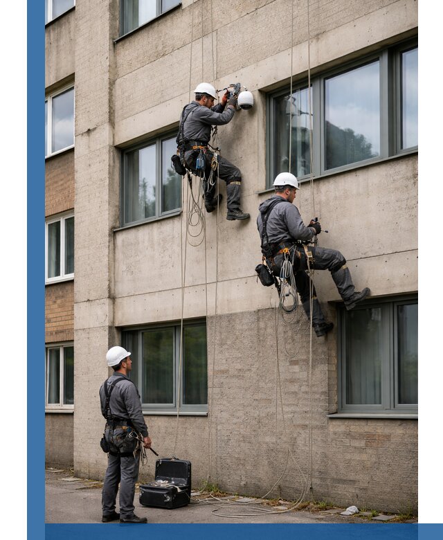 Монтаж фасадных камер видеонаблюдения в Энгельсе под ключ