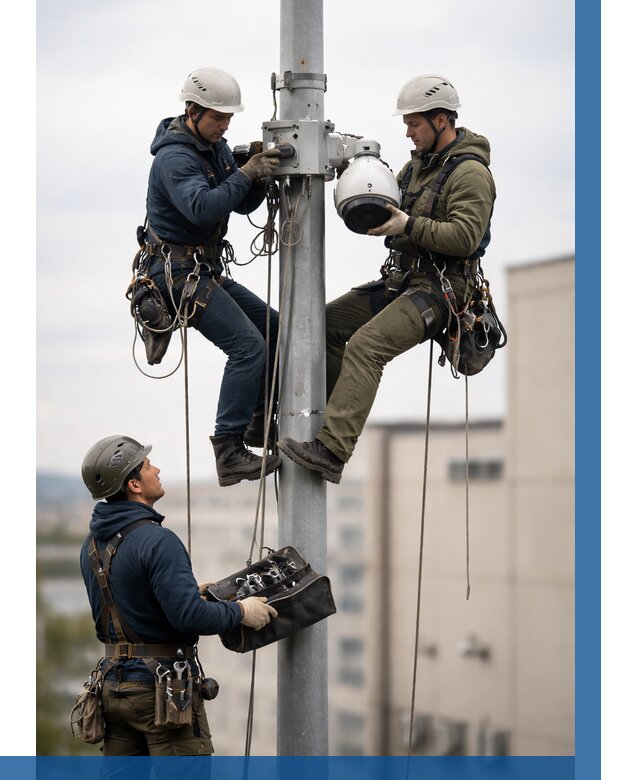 Установка видеокамер на мачте в Энгельсе от 9060 р. | ВЫСОТНИК-Энг