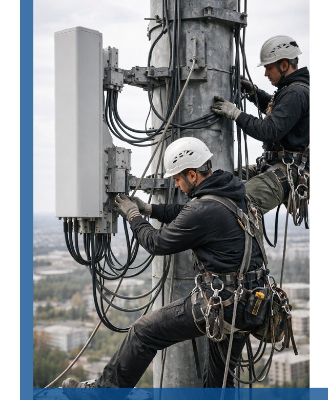 Монтаж оборудования связи на мачте в Энгельсе с пусконаладкой