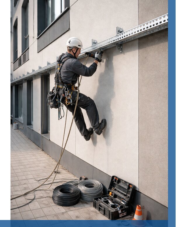 Монтаж кабельных лотков на фасаде в Энгельсе от 1279 р. | ВЫСОТНИК-Энг