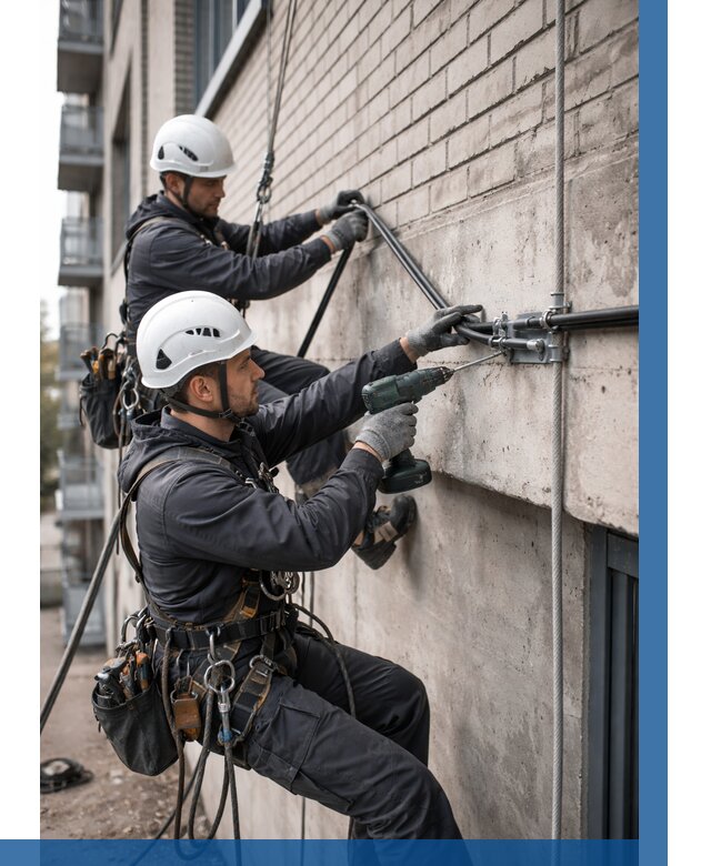 Крепление кабеля на фасаде в Энгельсе от 373 р. | ВЫСОТНИК-Энг