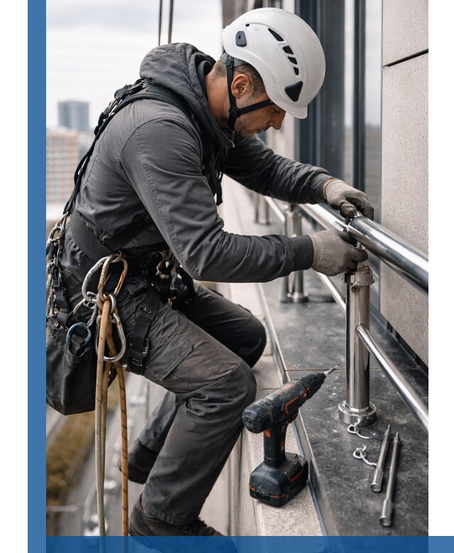 Монтаж ограждений на высоте в Энгельсе для зданий и конструкций