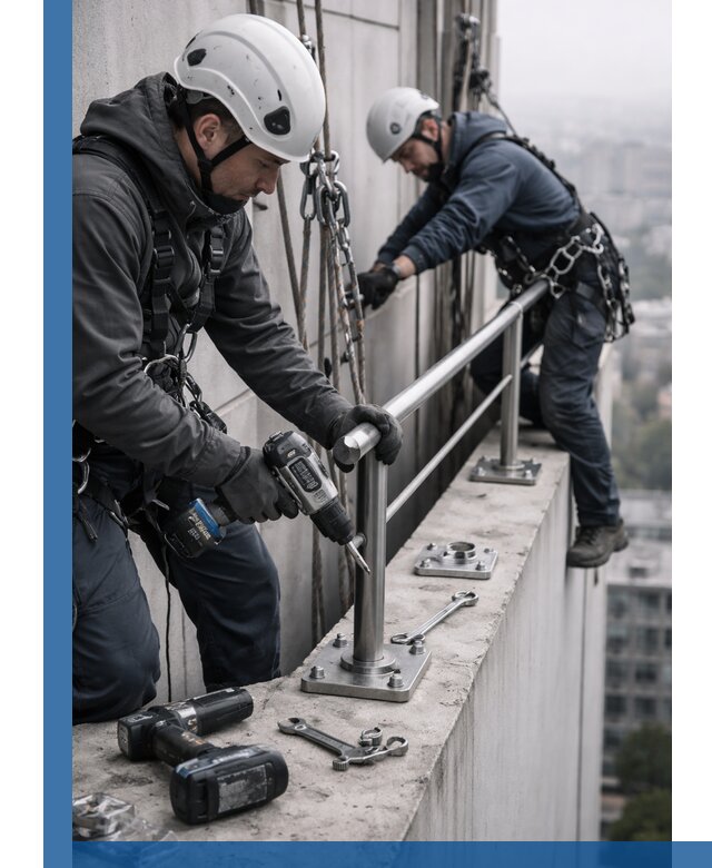 Монтаж перил на высоте в Энгельсе для жилых и промобъектов