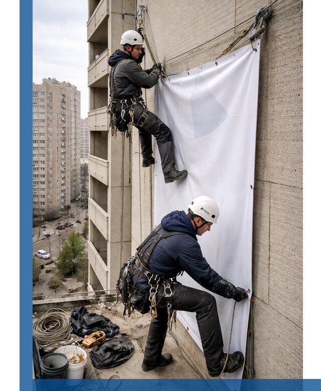 Профессиональный монтаж баннеров на фасаде в Энгельсе