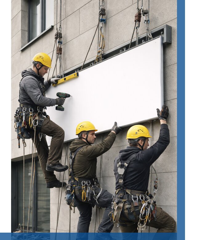 Монтаж рекламной вывески в Энгельсе от 8527 р. | ВЫСОТНИК-Энг