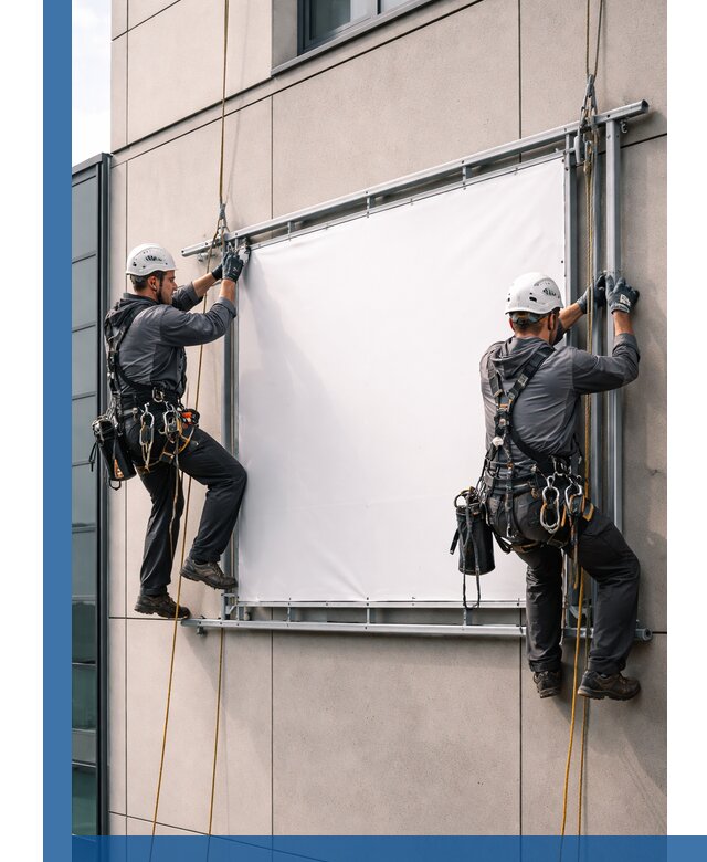 Монтаж наружной рекламной вывески в Энгельсе под ключ