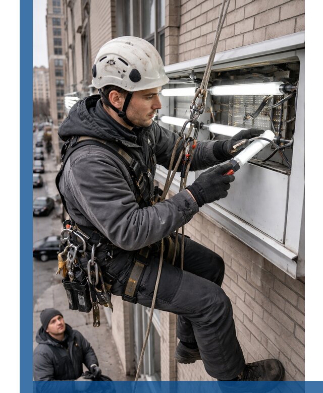 Профессиональная замена ламп в наружной вывеске в Энгельсе