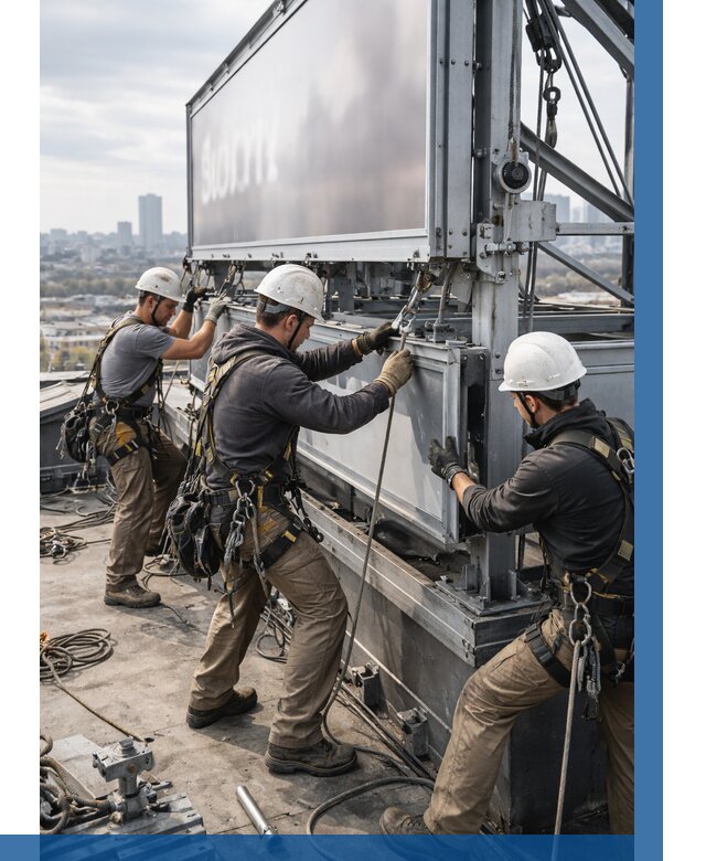 Монтаж крышной рекламной конструкции в Энгельсе от 63954 р.|ВЫСОТНИК-Энг