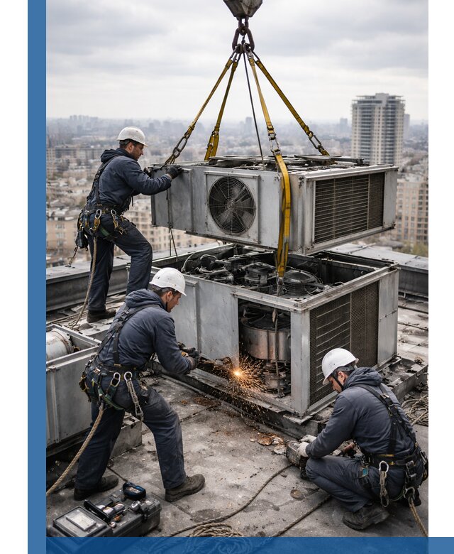 Демонтаж крышной установки в Энгельсе любой сложности