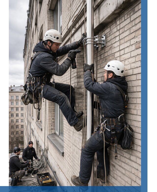 Монтаж флагштока на здании в Энгельсе от 6928 р. | ВЫСОТНИК-Энг