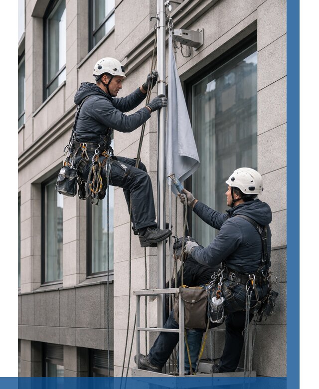 Установка флагов на фасаде в Энгельсе от 4797 р. | ВЫСОТНИК-Энг