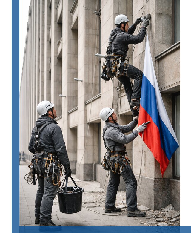 Профессиональная установка флагов на фасаде в Энгельсе