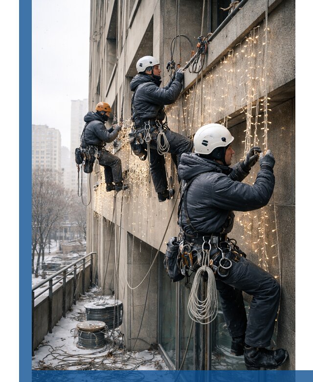 Монтаж новогодней иллюминации и украшение фасадов в Энгельсе