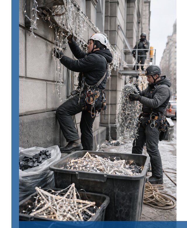 Демонтаж новогоднего оформления и гирлянд в Энгельсе