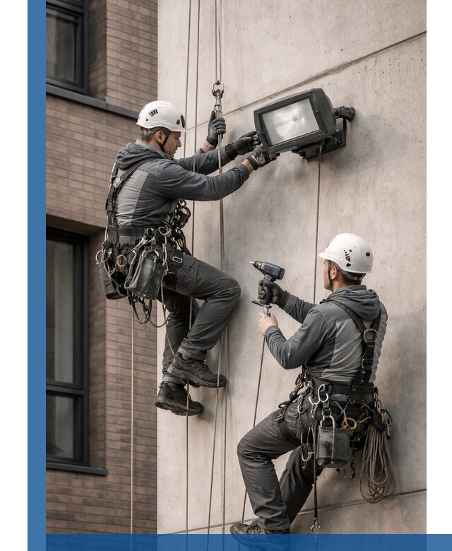 Профессиональный монтаж фасадных прожекторов в Энгельсе под ключ